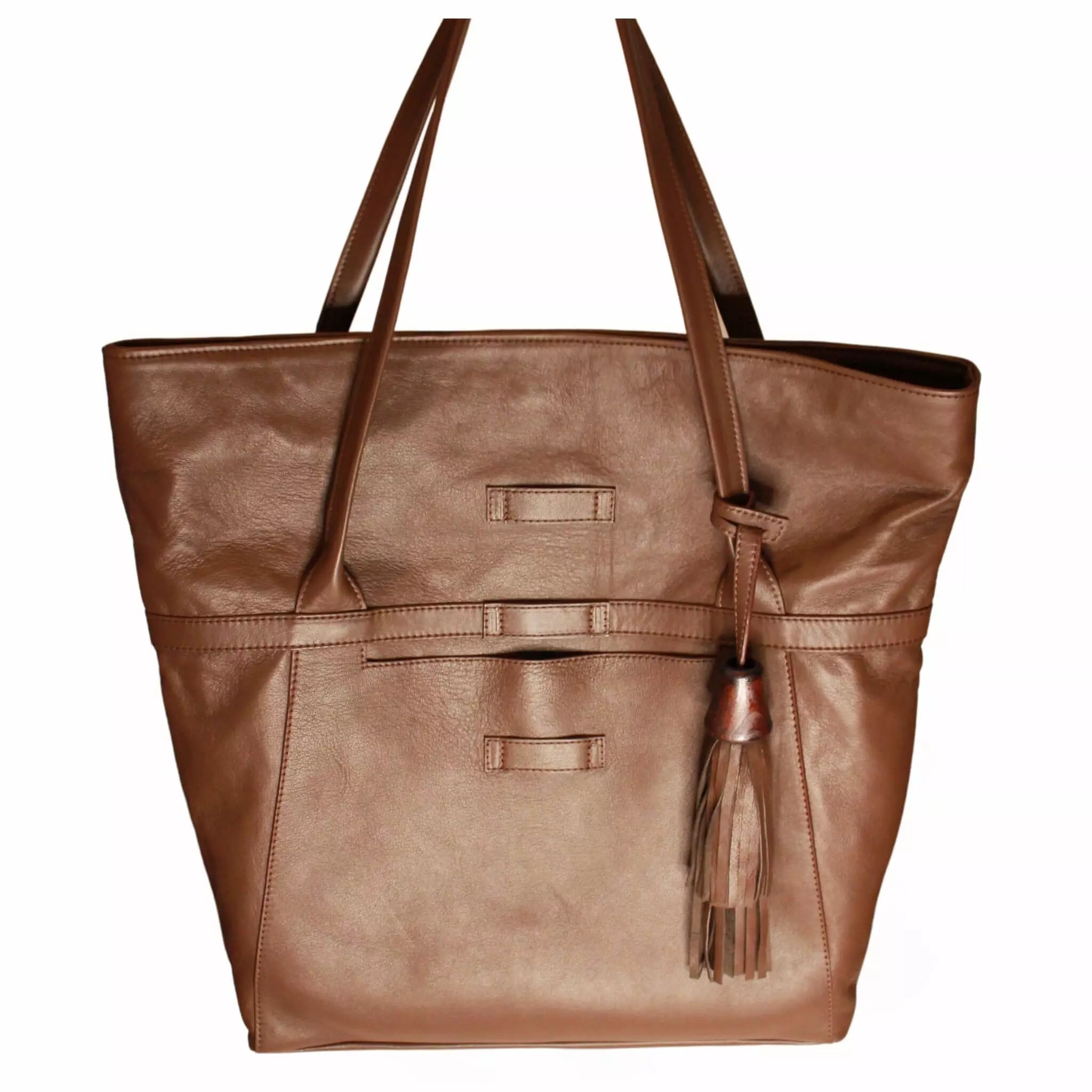 Braune ABURY Shopper Tasche aus Leder