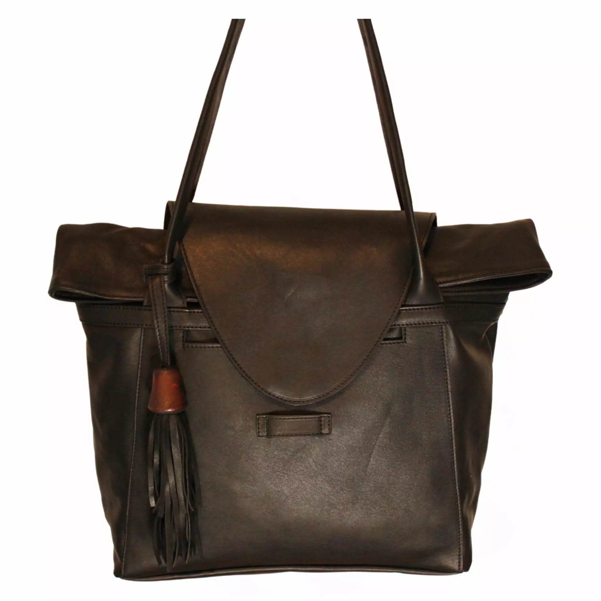 Schwarze ABURY Shopper Tasche aus Leder #farbe_schwarz