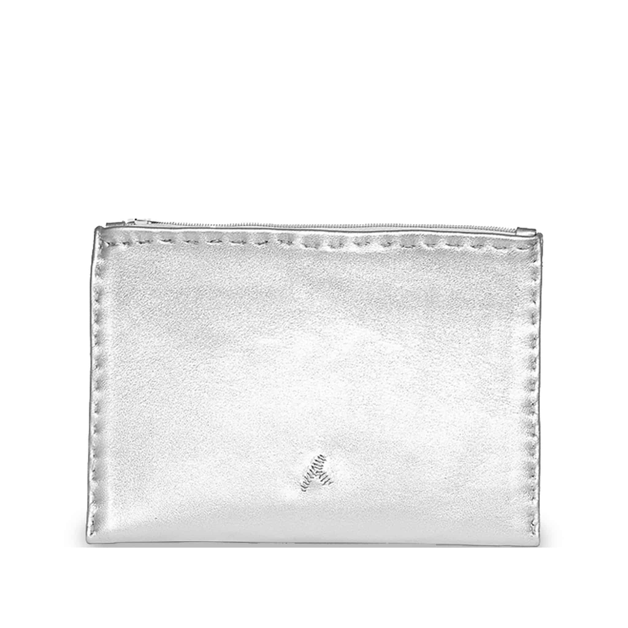Rückseite der silbernen ABURY Besticktes Täschchen aus Leder. #farbe_silber