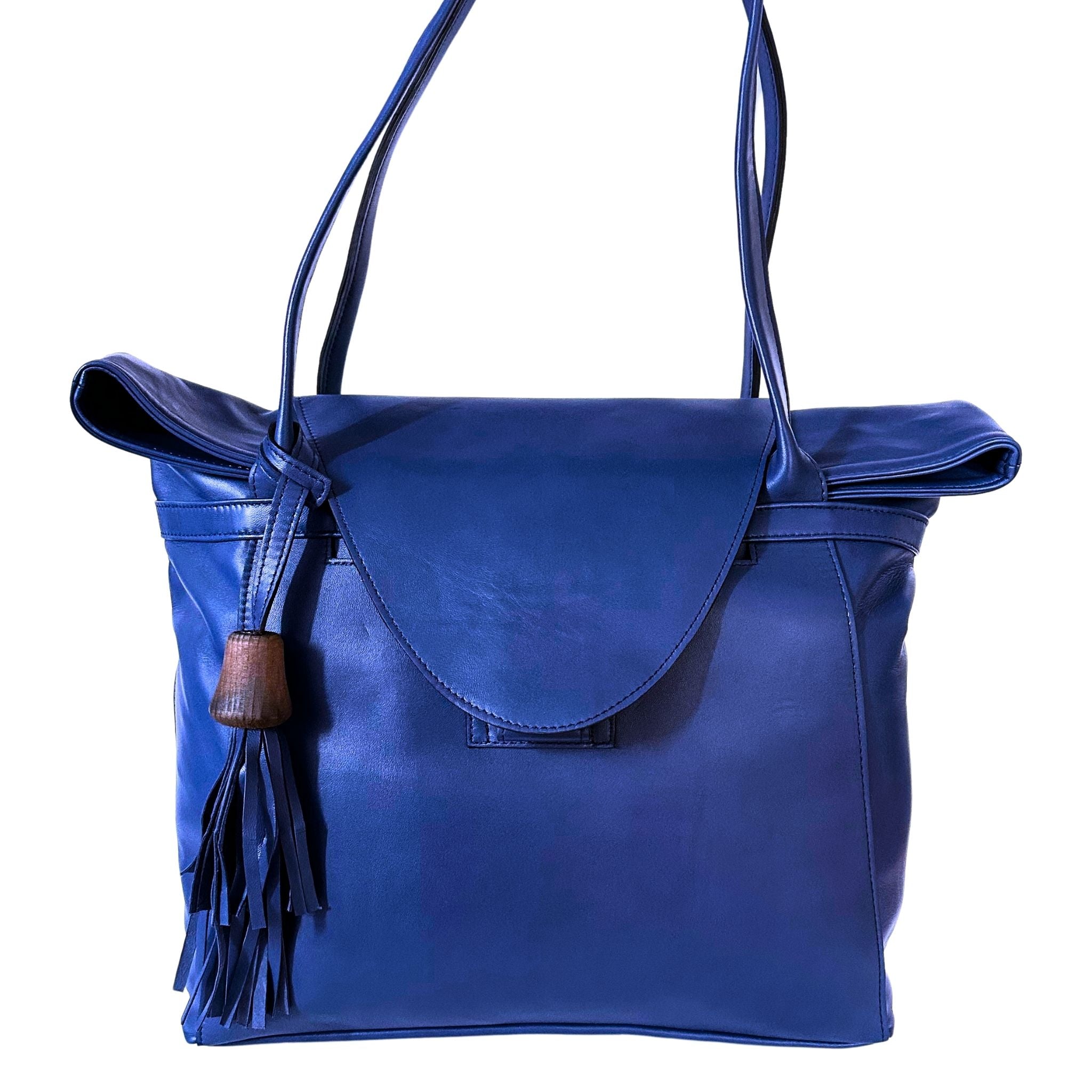 Blaue ABURY Shopper Tasche aus Leder #farbe_blau