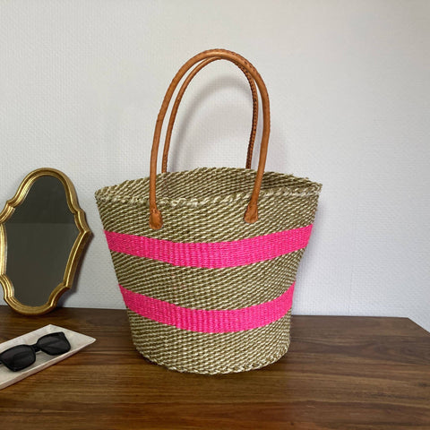 XL Hobo Shopper Bag in Pink, Yellow