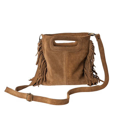 Embroidered Mini Crossbody Bag in Brown, Beige