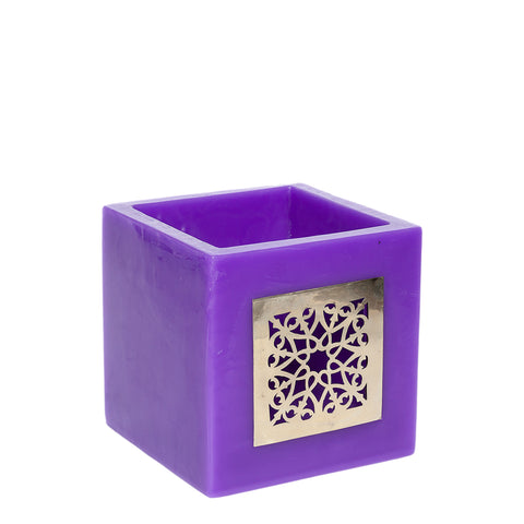 Medium Lantern from Purple Wax with Metal Decoration
