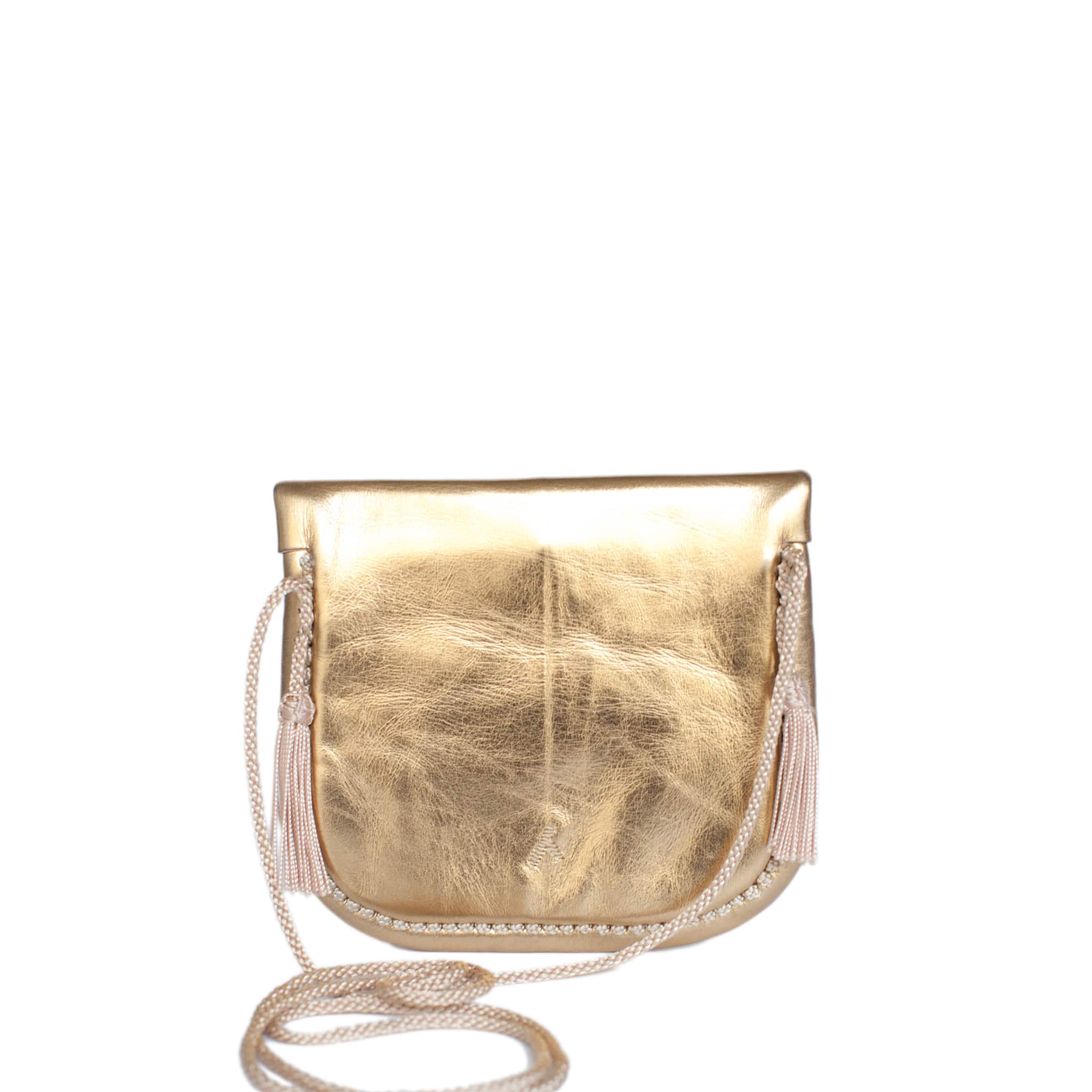 back view of gold embroidered ABURY Leather Mini Berber Shoulder Bag#farbe_gold