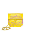 front view of yellow and rosé embroidered ABURY Leather Mini Berber Shoulder Bag
