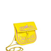 side view of yellow and rosé embroidered ABURY Leather Mini Berber Shoulder Bag