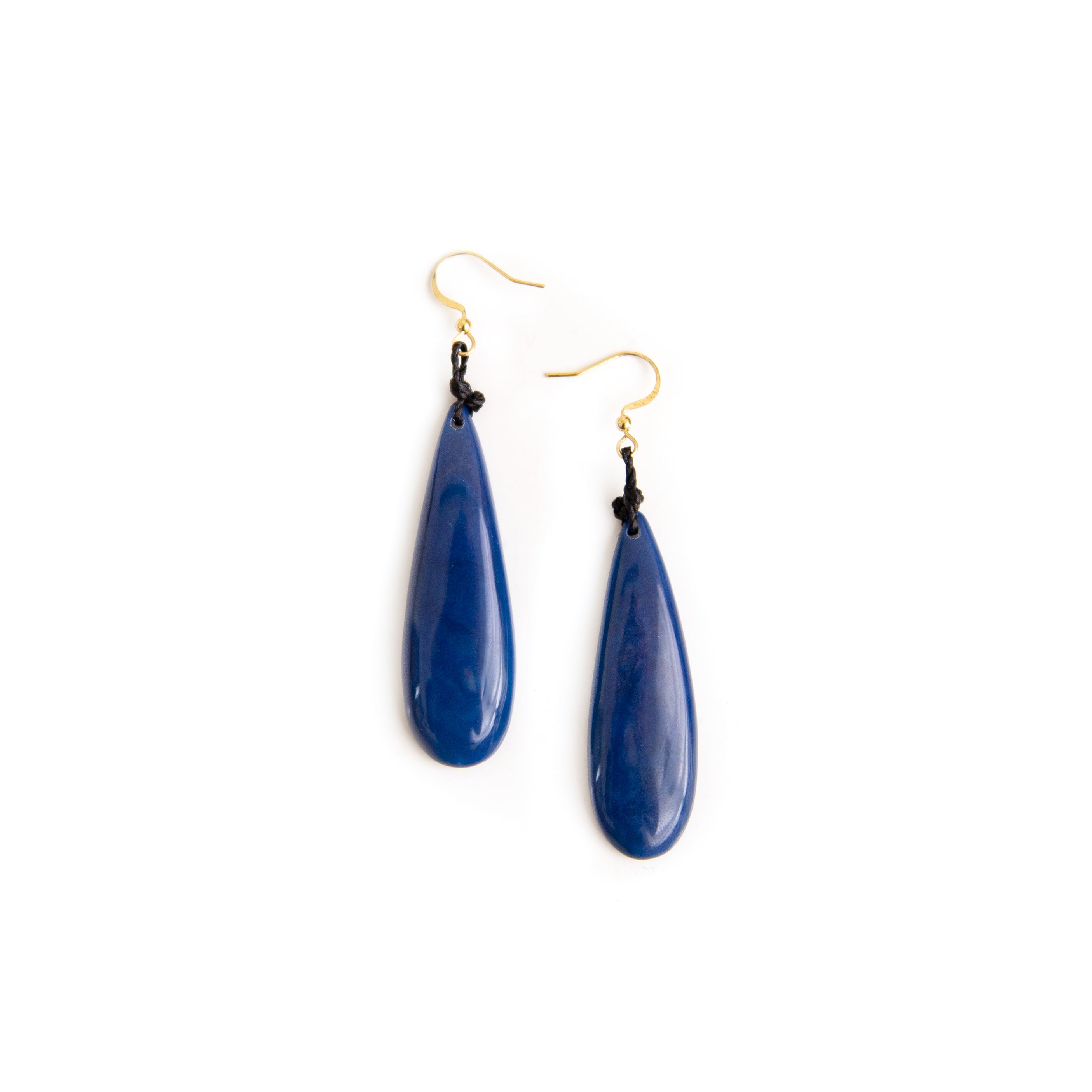 Blaue tropfenförmige Tagua Ohrringe