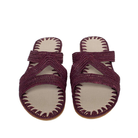 Raffia Slippers Sun and Moon in Orchid