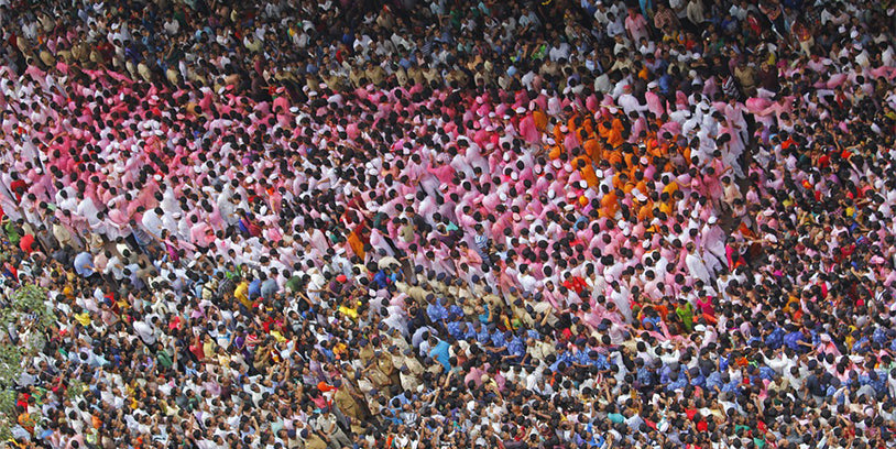crowd of people in india