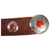 Brown Leather Belt with Red Metal Details