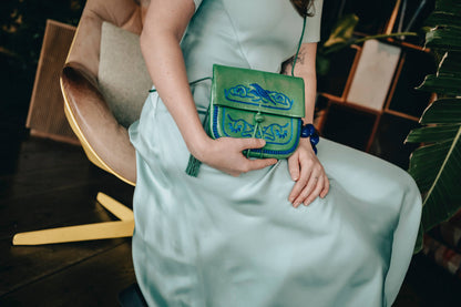 Bestickte Mini Berber Umhängetasche aus Leder