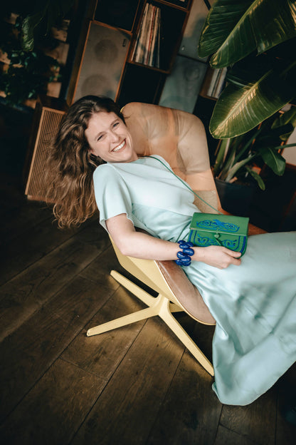 Bestickte Mini Berber Umhängetasche aus Leder