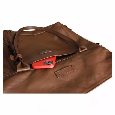 Braune ABURY Shopper Tasche aus Leder #farbe_braun