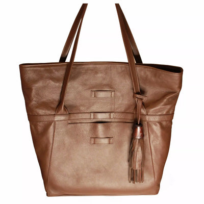 Braune ABURY Shopper Tasche aus Leder #farbe_braun