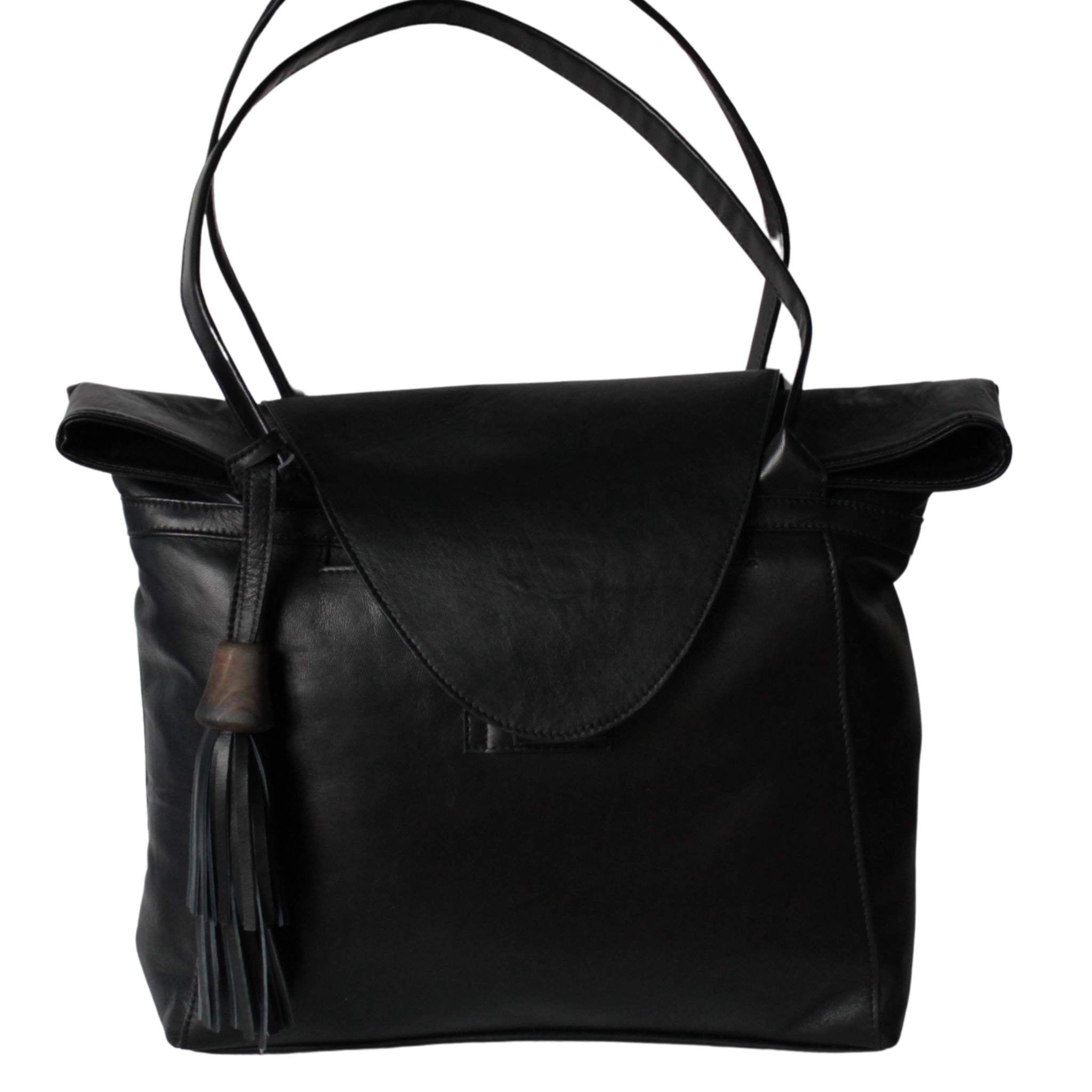 Schwarze ABURY Shopper Tasche aus Leder 