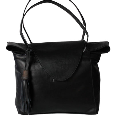 Schwarze ABURY Shopper Tasche aus Leder 