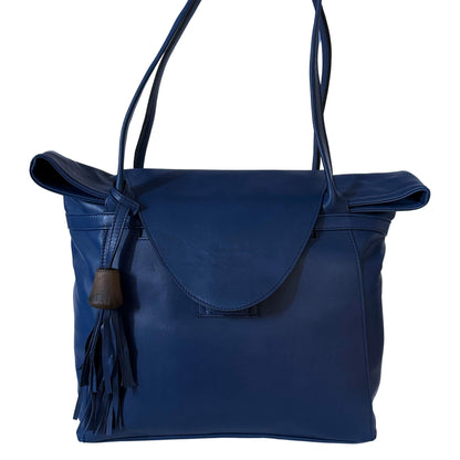 Blaue ABURY Shopper Tasche aus Leder 