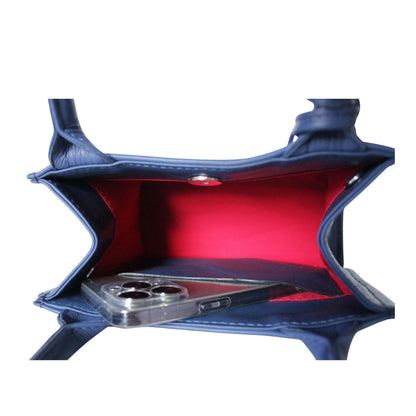 Rote Innenseite der blauen ABURY City Tasche  