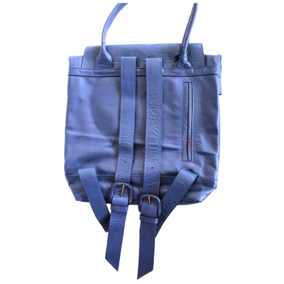 Rückseite des blauen Rucksacks. #farbe_blau
