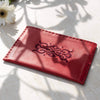 Embroidered Leather Pouch in Red