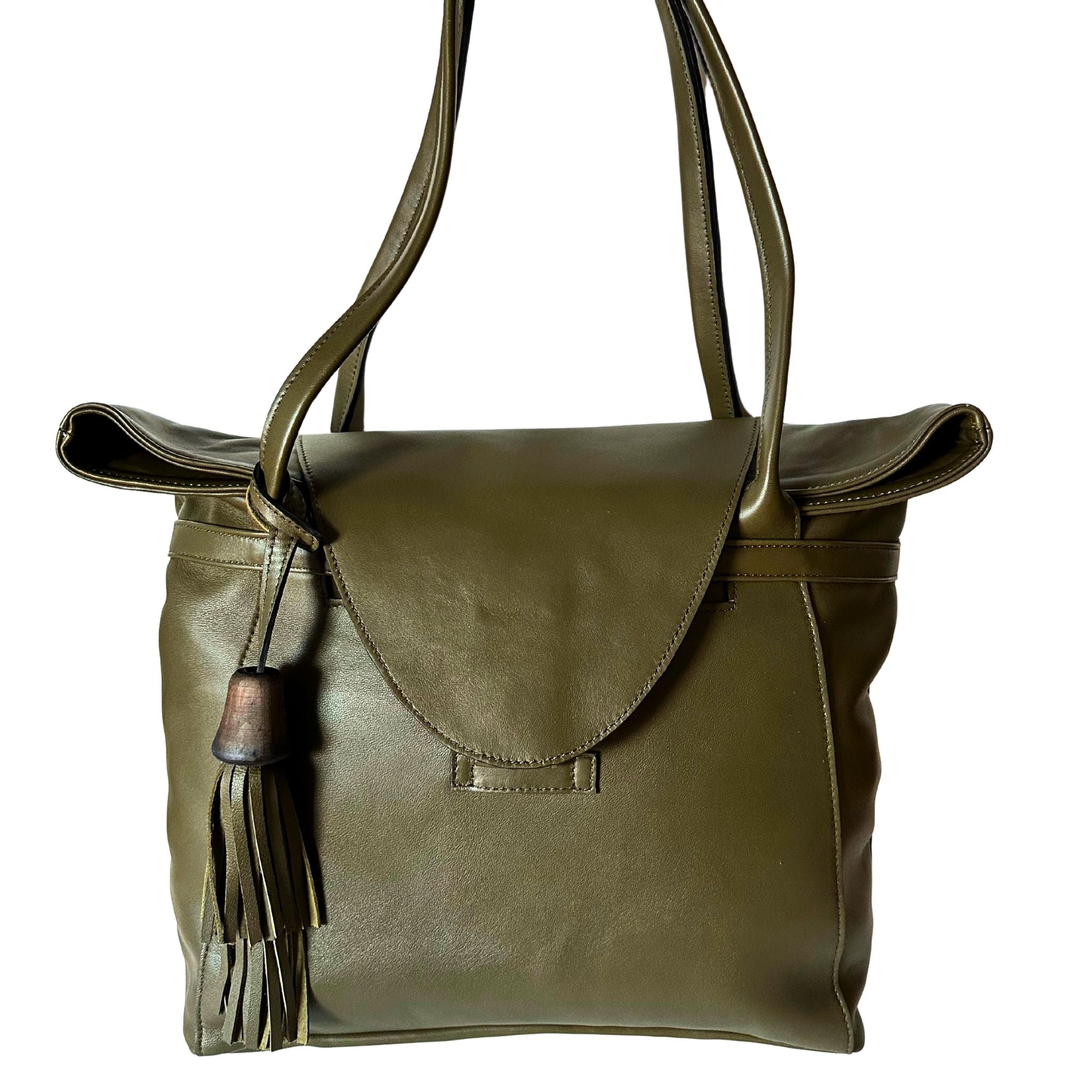 Khaki ABURY Shopper Tasche aus Leder #farbe_khaki #color_khaki
