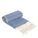 Ethiopian Cotton beach towel in blue and creme by Sabahar