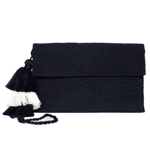 Embroidered Leather Berber Bag in Black