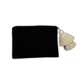 Black and White Cotton Pouch with White Tassel from Peru 