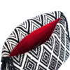 inside red part of the white and black abury zigzag cotton clutch bag