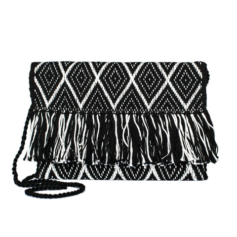 Embroidered Leather Berber Bag in Silver