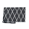 back view white and black abury zigzag cotton clutch bag