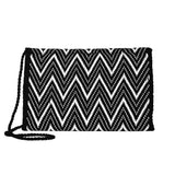 back view Black and White Zig Zag Cotton Clutch