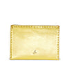 Golden Embroidered Leather Pouch handmade sustainable product back