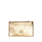 back view Golden Embroidered Leather Coin Wallet