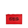 front view Red and Black Embroidered Leather Coin Wallet