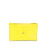Yellow and Rosé Embroidered Leather Coin Wallet handmade product back shot
