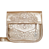 front view of gold embroidered ABURY Leather Berber Shoulder Bag