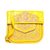 front view of yellow and rosé embroidered ABURY Leather Berber Shoulder Bag