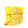 side view of yellow and rosé embroidered ABURY Leather Berber Shoulder Bag