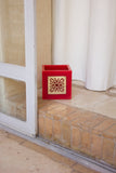 Large Lantern from Red Wax with Metal Decoration