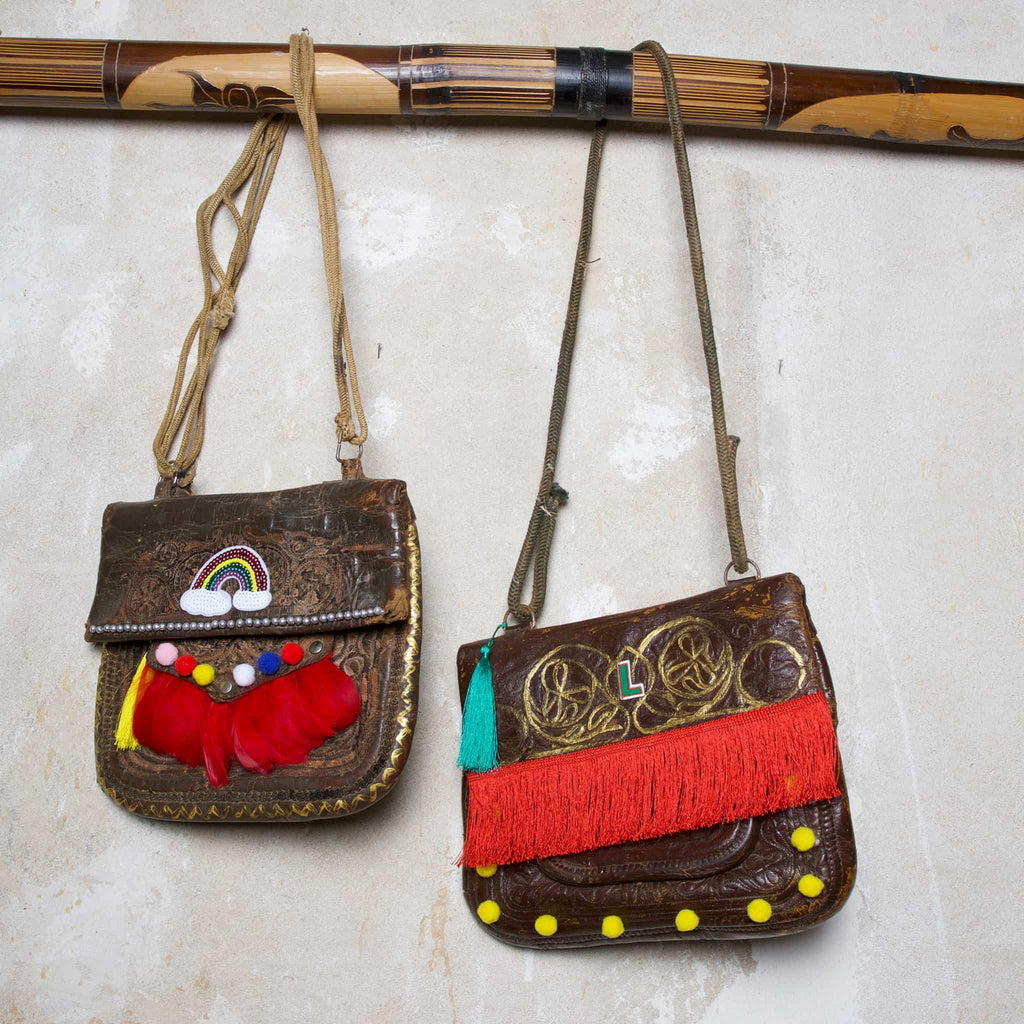 Upcycled Vintage Leather Berber Bag "Woodstock" and "Coachella" by ABURY 