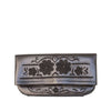 front side black abury floral clutch bag