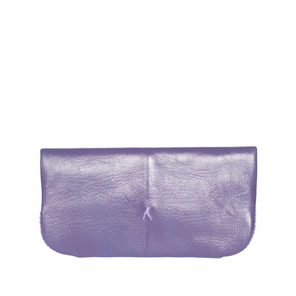 back side purple abury floral leather clutch bag