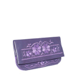 side purple abury floral leather clutch bag