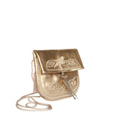 front view of gold embroidered ABURY Leather Mini Berber Shoulder Bag