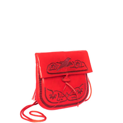 side view handmade ABURY RED LEATHER MINI BERBER BAG#farbe_rot