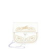 front view of white and beige embroidered ABURY Leather Mini Berber Shoulder Bag