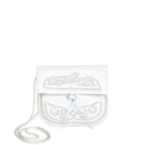 front view of white embroidered ABURY Leather Mini Berber Shoulder Bag