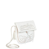 side view of handmade white embroidered ABURY Leather Mini Berber Shoulder Bag