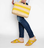 Raffia Summer Basket in Yellow, Nature - Fashion Week Sale